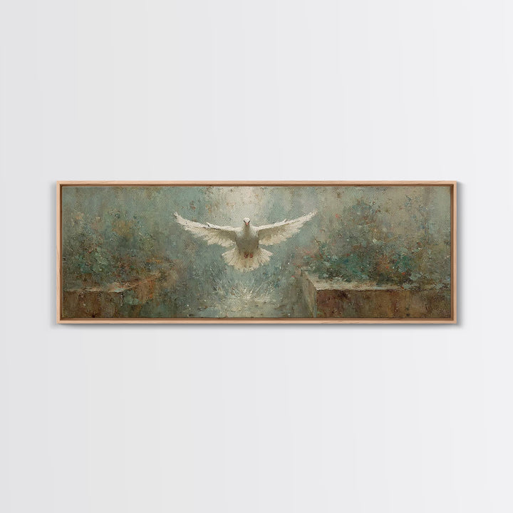 Radiant Spirit Descent, Framed Canvas Print, Christian Wall Art, Panoramic Art, Christian Art Canvas, Christian Painting, Christian Christm