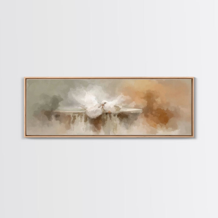 Doves Of Peace – Framed Canvas Print – Christian Art Print – Panoramic Wall Art – Christian Decor – Christmas Art – Christian Gift Ideas