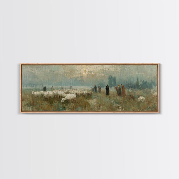 Sunset Promise Path - Framed Canvas Print - Christian Art Canvas - Panoramic Painting - Christian Wall Art - Jesus Painting - Christian Chr