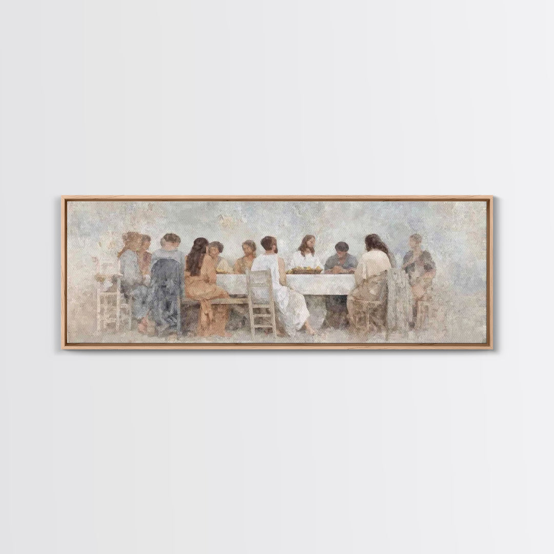 Upper Room Stillness – Framed Canvas Print – Christian Wall Art – Panoramic Wall Art – Jesus Painting – Christian Art Gift