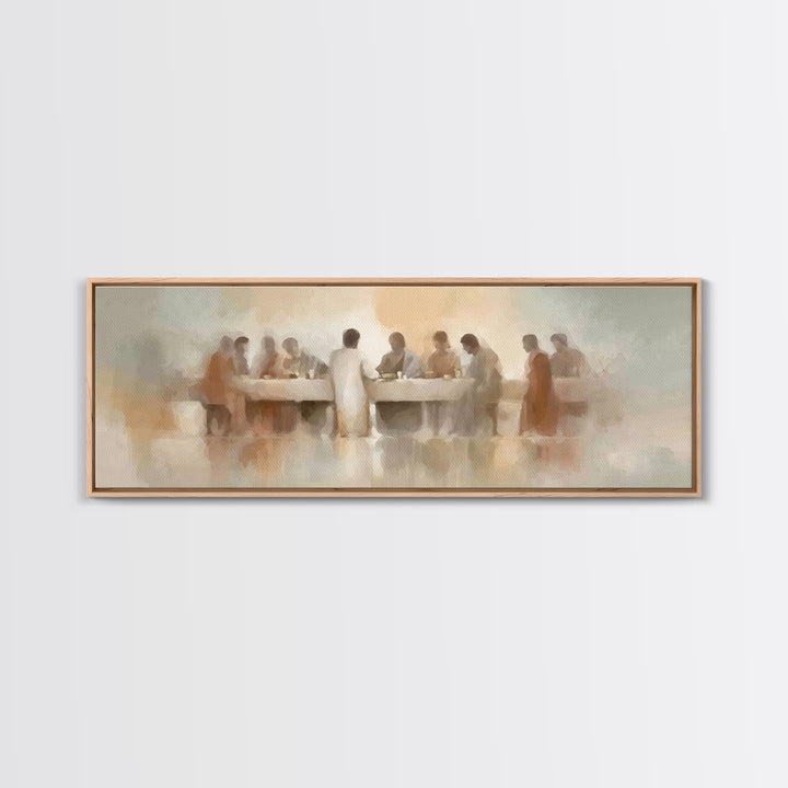Holy Supper Stillness, Framed Canvas Print, Jesus Canvas Art, Panoramic Art, Christian Art Print, Modern Christian Art