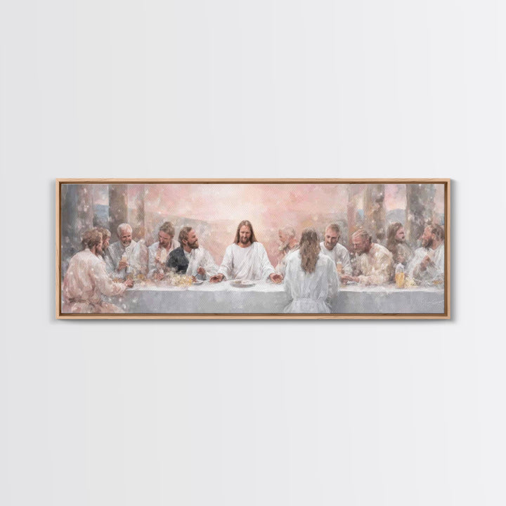 Grace At The Table – Framed Canvas Print – Panoramic Wall Art – Christian Art Canvas – Jesus Painting – Christian Decor