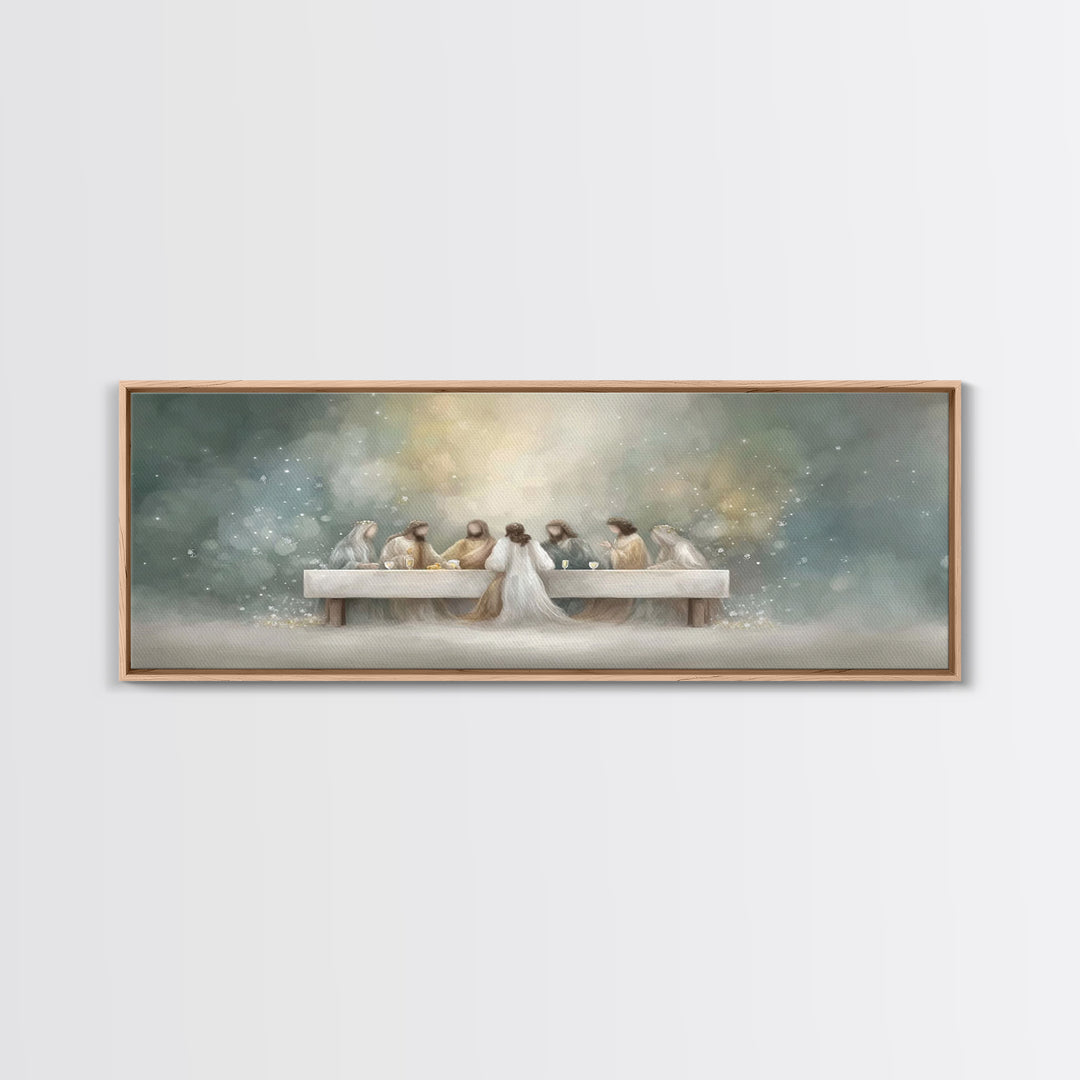 Heavenly Fellowship Light – Framed Canvas Print – Jesus Painting – Christian Art Canvas – Panoramic Art – Christian Wall Art