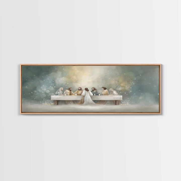 Heavenly Fellowship Light – Framed Canvas Print – Jesus Painting – Christian Art Canvas – Panoramic Art – Christian Wall Art