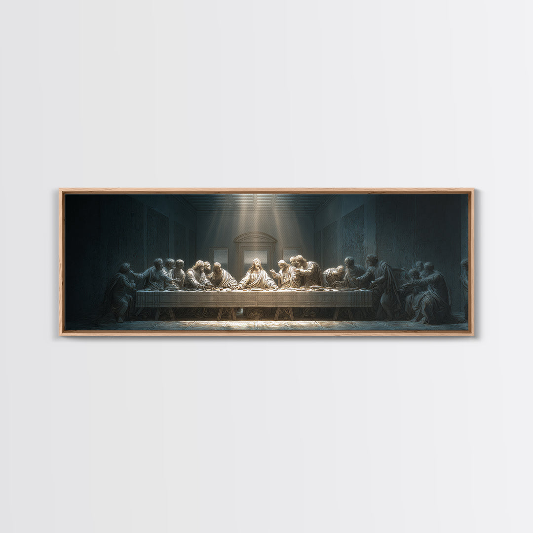 Quiet Covenant Moment, Framed Canvas Print, Panoramic Painting, Christian Art Canvas, Jesus Wall Art, Christian Art Print
