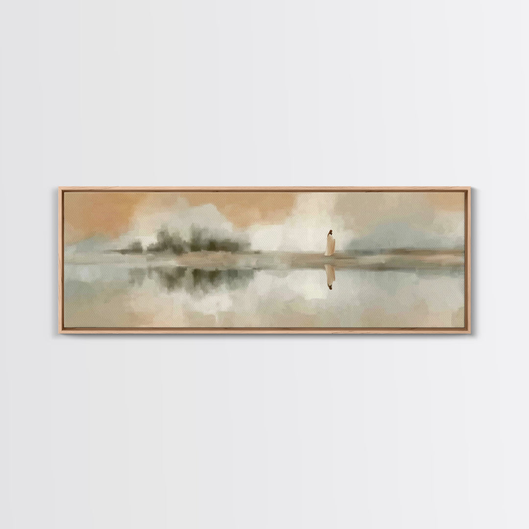 Evening Reflection Hope, Framed Canvas Print, Christian Art Canvas, Panoramic Wall Art, Jesus Painting, Christian Christmas Art, Christian