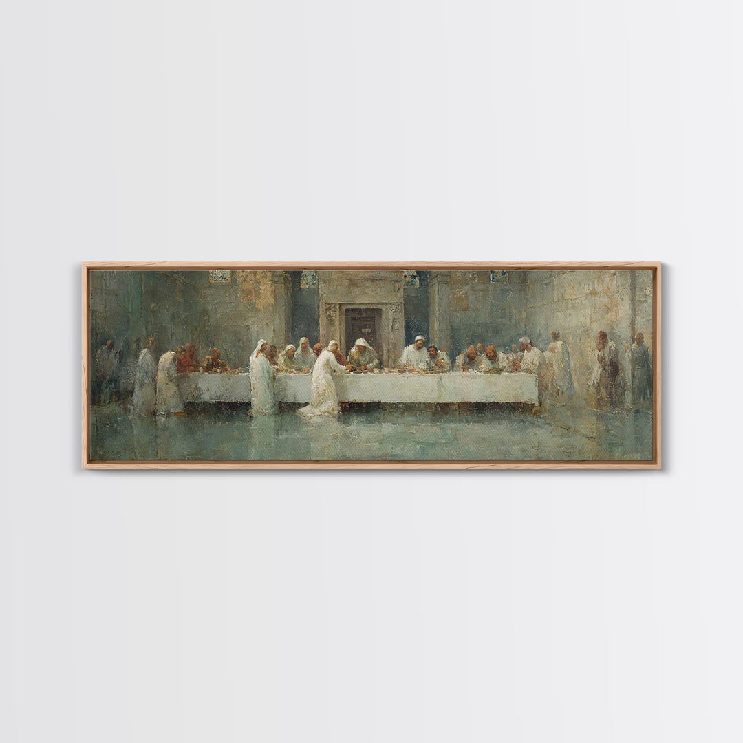 Divine Supper Glory – Framed Canvas Print – Panoramic Art – Christian Art Work – Jesus Painting – Modern Christian Art
