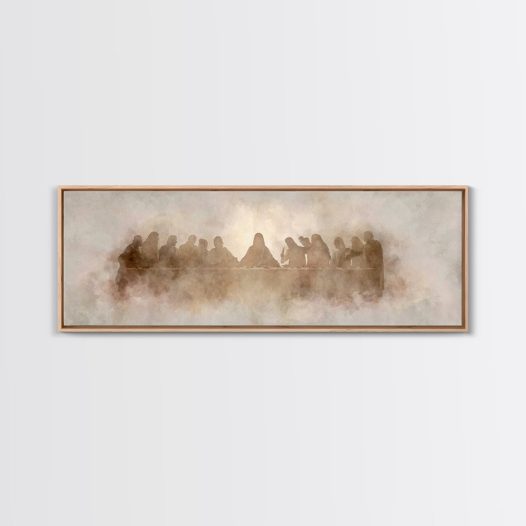 Heavenly Communion, Framed Canvas Print, Christian Art Canvas, Christian Wall Art, Panoramic Painting, Jesus Painting, Christmas Art