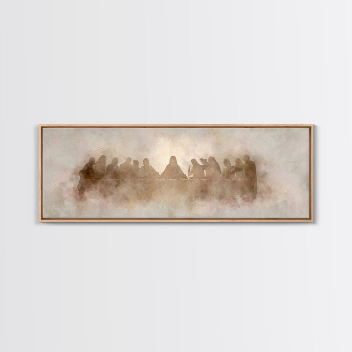 Heavenly Communion, Framed Canvas Print, Christian Art Canvas, Christian Wall Art, Panoramic Painting, Jesus Painting, Christmas Art