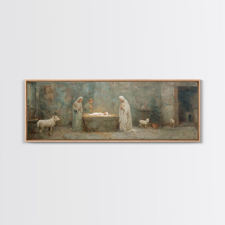 Silent Manger Star – Framed Canvas Print – Christian Wall Art – Panoramic Painting – Christian Art Canvas – Christmas Art – Jesus Painting