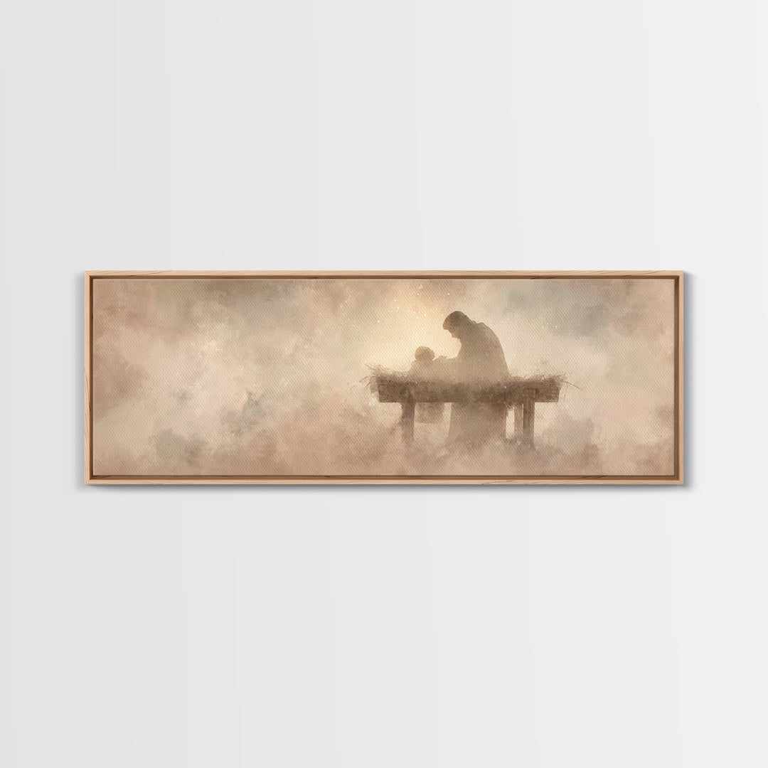 Divine Child Rest | Framed Canvas Print | Christian Wall Art | Panoramic Wall Art | Christian Art Canvas | Christmas Art | Jesus Painting