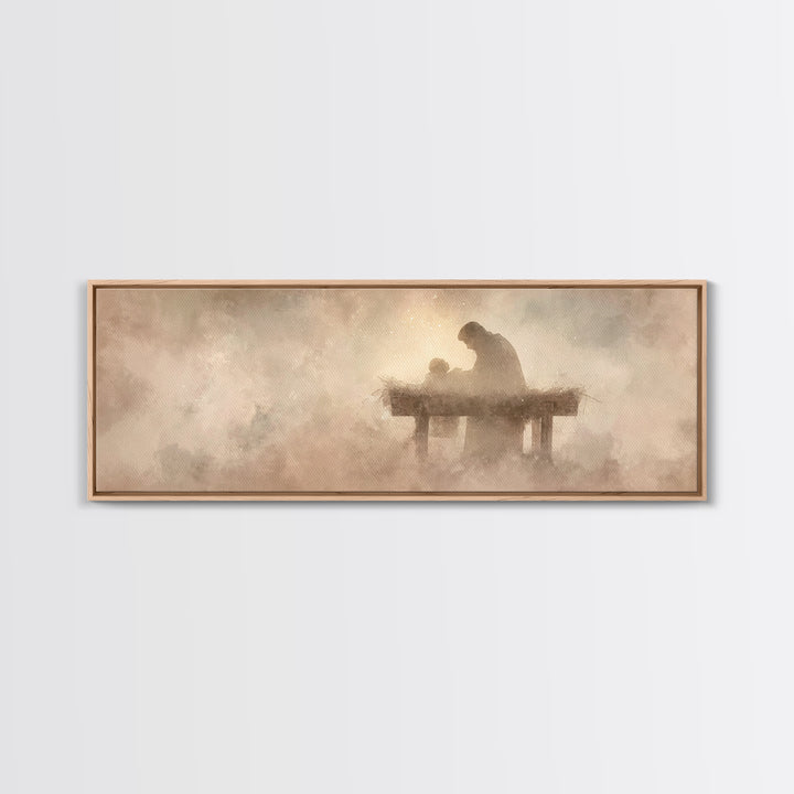 Divine Child Rest | Framed Canvas Print | Christian Wall Art | Panoramic Wall Art | Christian Art Canvas | Christmas Art | Jesus Painting
