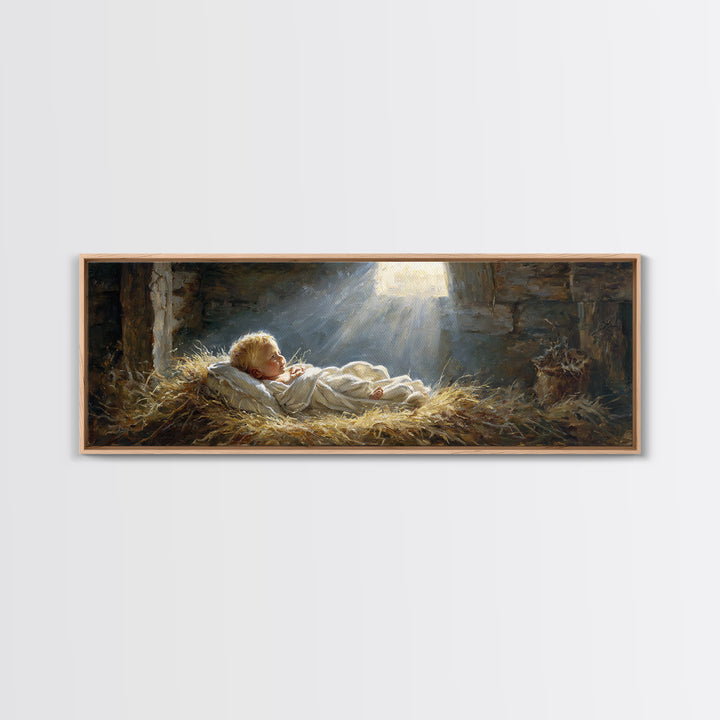Light Of Bethlehem – Framed Canvas Print – Christian Wall Art – Panoramic Art – Christian Christmas Art – Jesus Painting – Christmas Canvas