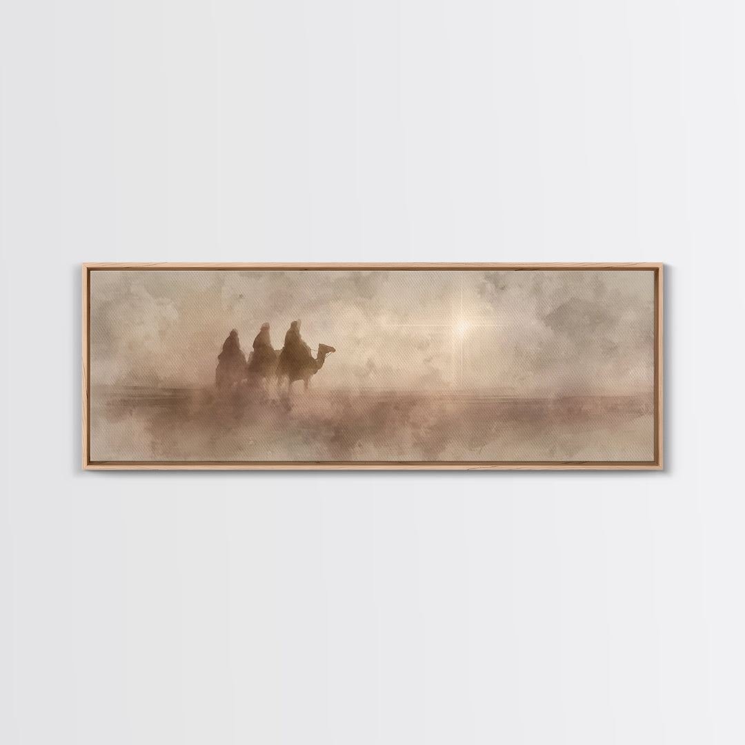 Journey Of Kings, Framed Canvas Print, Christian Art Canvas, Panoramic Wall Art, Christian Christmas Art, Jesus Painting, Christmas Decor