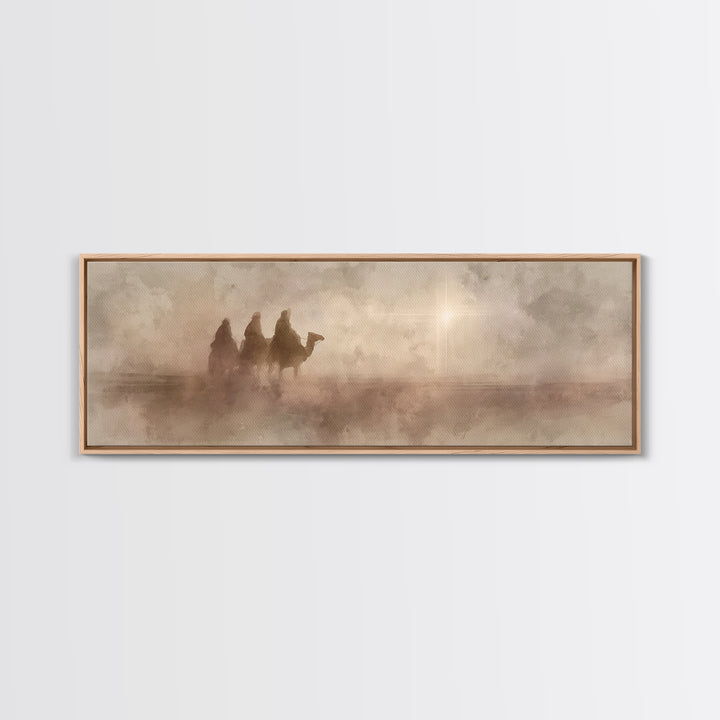 Journey Of Kings, Framed Canvas Print, Christian Art Canvas, Panoramic Wall Art, Christian Christmas Art, Jesus Painting, Christmas Decor