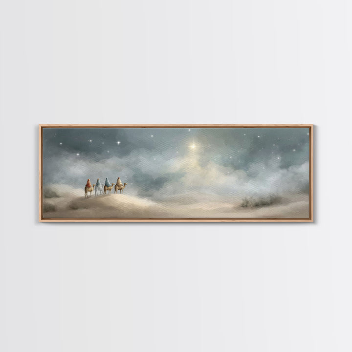 Journey of Light – Framed Canvas Print – Christian Art Canvas – Panoramic Painting – Christmas Wall Art – Christian Christmas Decor – Moder