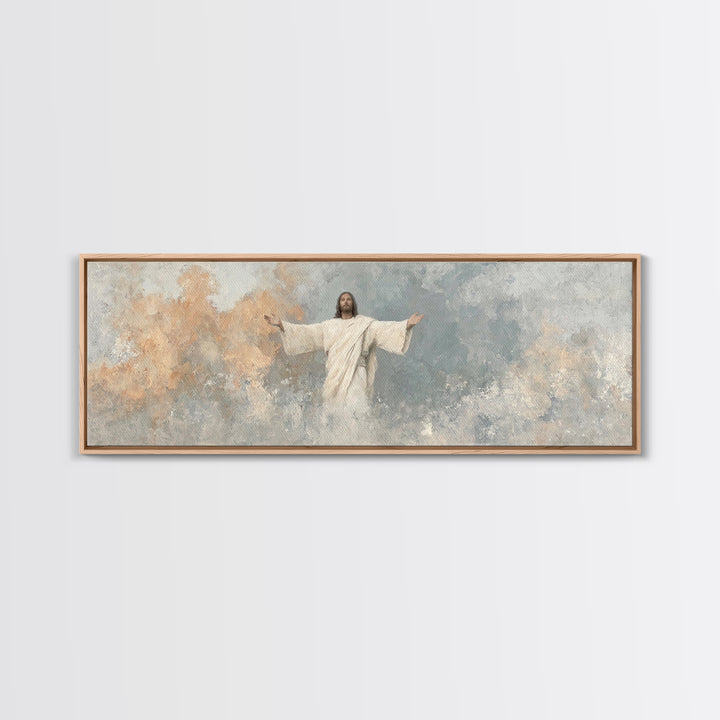 Light Of Mercy, Framed Canvas Print, Christian Art Canvas, Panoramic Wall Art, Modern Christian Art, Jesus Painting, Christian Wall Art