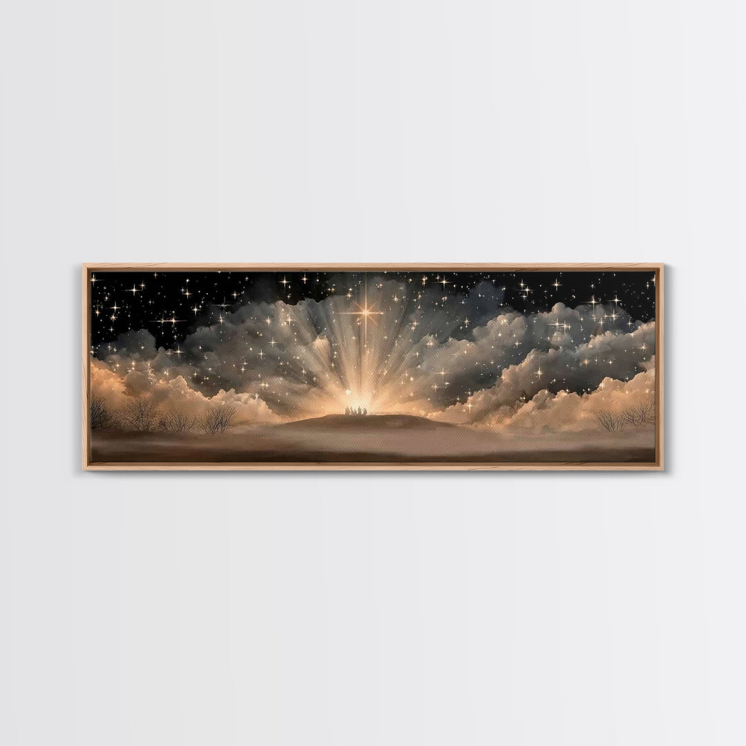 Star Of Promise, Framed Canvas Print, Christian Art Canvas, Panoramic Painting, Christmas Art, Christian Christmas Decor, Christian Wall Ar