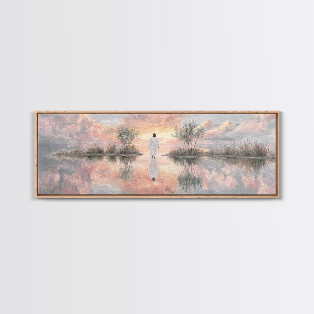 Heaven’s Quiet Path, Framed Canvas Print, Panoramic Wall Art, Christian Art Canvas, Jesus Painting, Unique Christian Art, Christian Wall Ar