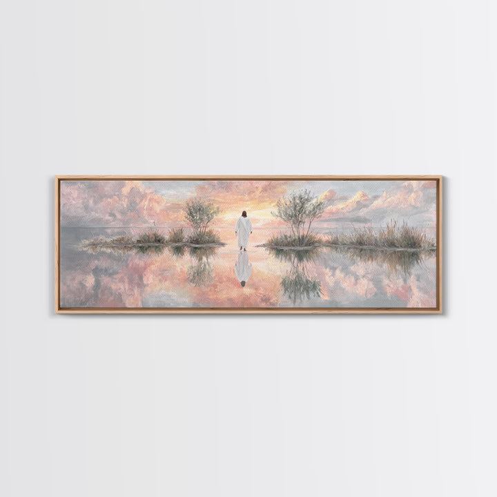 Heaven’s Quiet Path, Framed Canvas Print, Panoramic Wall Art, Christian Art Canvas, Jesus Painting, Unique Christian Art, Christian Wall Ar