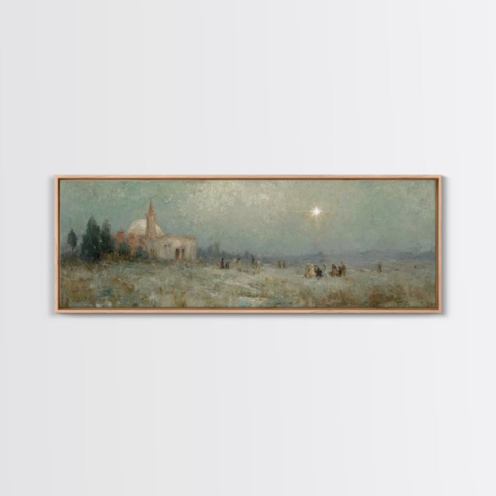 Silent Night Journey, Framed Canvas Print, Christian Wall Art, Christian Art Canvas, Panoramic Print, Christmas Art, Modern Christian Art