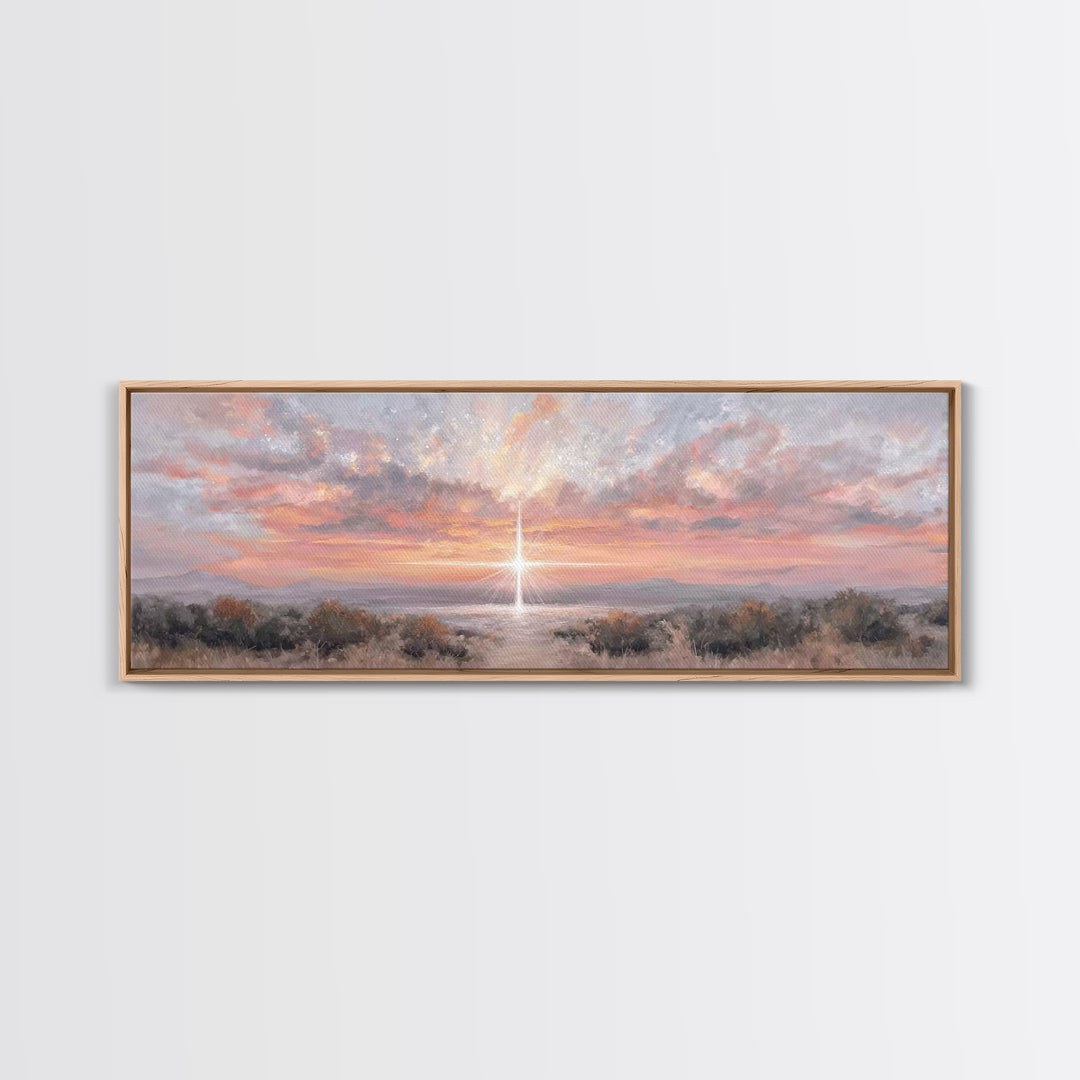 Radiant Bethlehem Sky | Framed Canvas Print | Christian Wall Art | Christian Art Canvas | Panoramic Painting | Christmas Art | Christian Gi