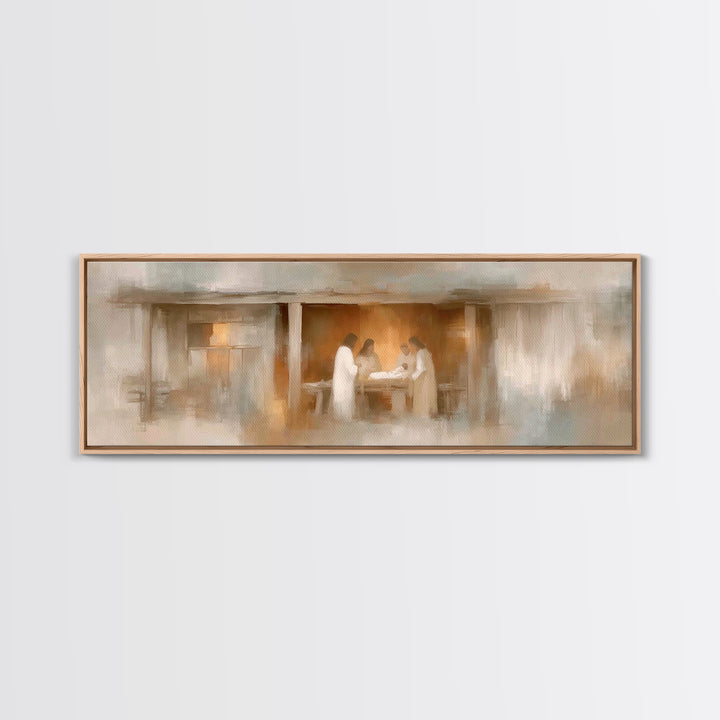 Stable Of Peace, Framed Canvas Print, Christian Wall Art, Christian Art Canvas, Panoramic Art, Christmas Art, Christian Christmas Decor
