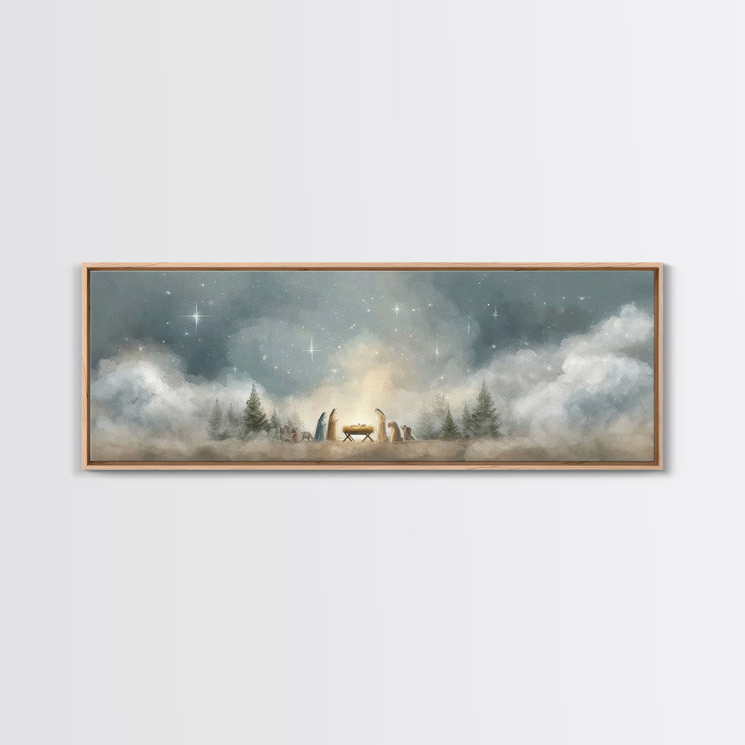 Star Of Winter Grace – Framed Canvas Print – Panoramic Art – Christian Wall Art – Christian Art Canvas – Christmas Art – Jesus Painting – C