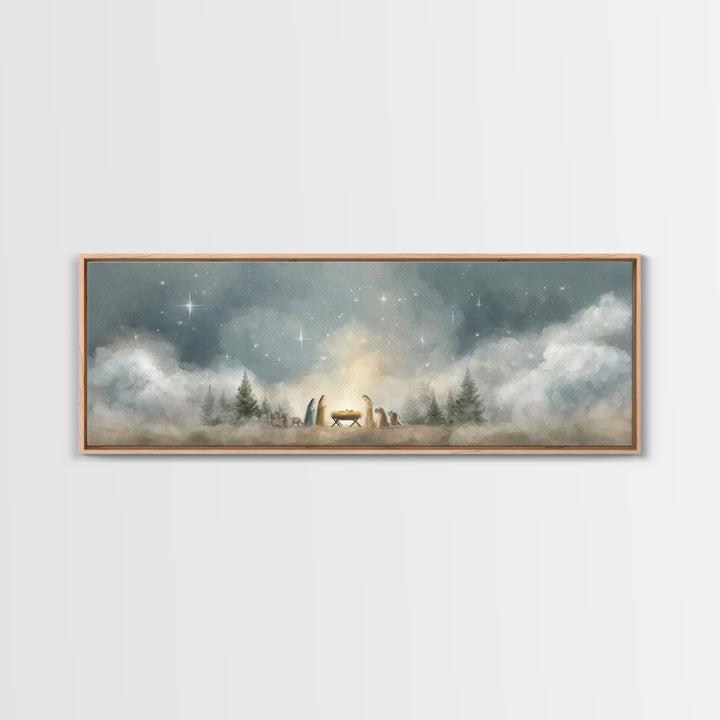 Star Of Winter Grace – Framed Canvas Print – Panoramic Art – Christian Wall Art – Christian Art Canvas – Christmas Art – Jesus Painting – C