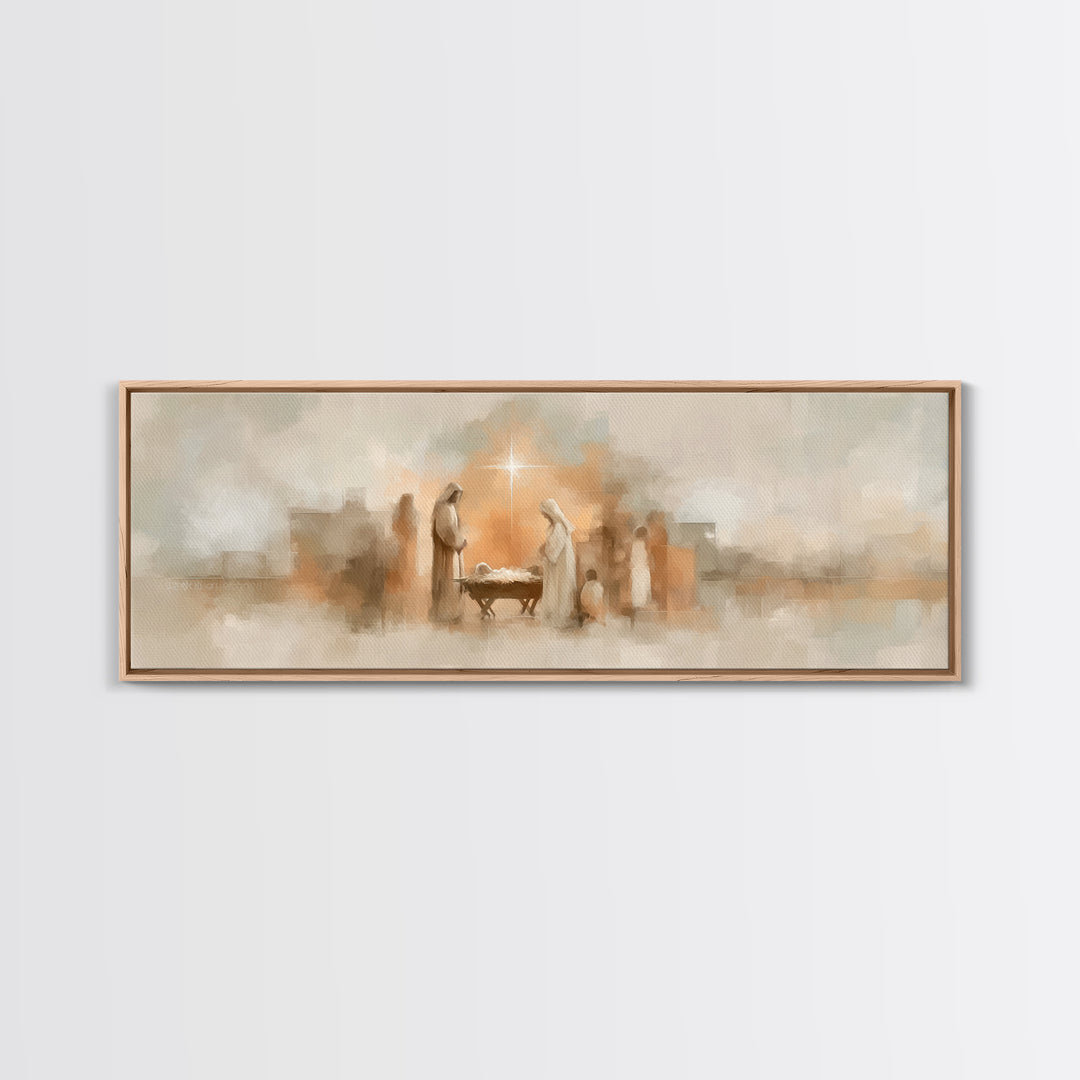 Star Of Bethlehem Hope, Framed Canvas Print, Panoramic Painting, Christian Wall Art, Christian Art Canvas, Christmas Art, Christian Decor,