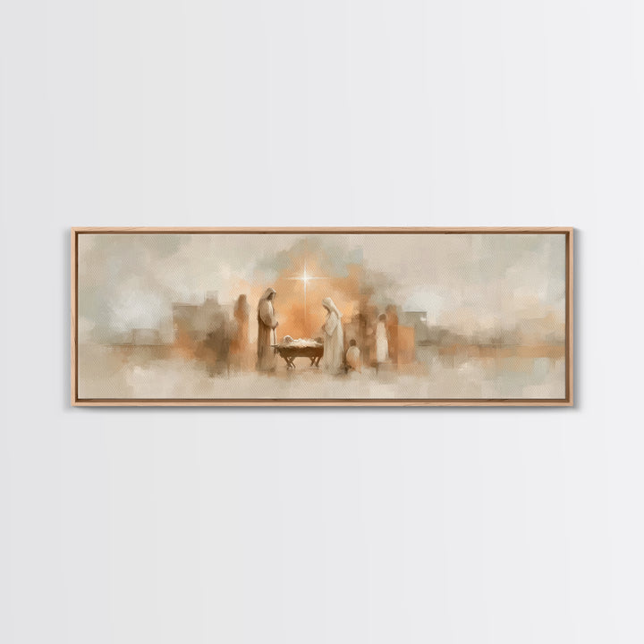 Star Of Bethlehem Hope, Framed Canvas Print, Panoramic Painting, Christian Wall Art, Christian Art Canvas, Christmas Art, Christian Decor,