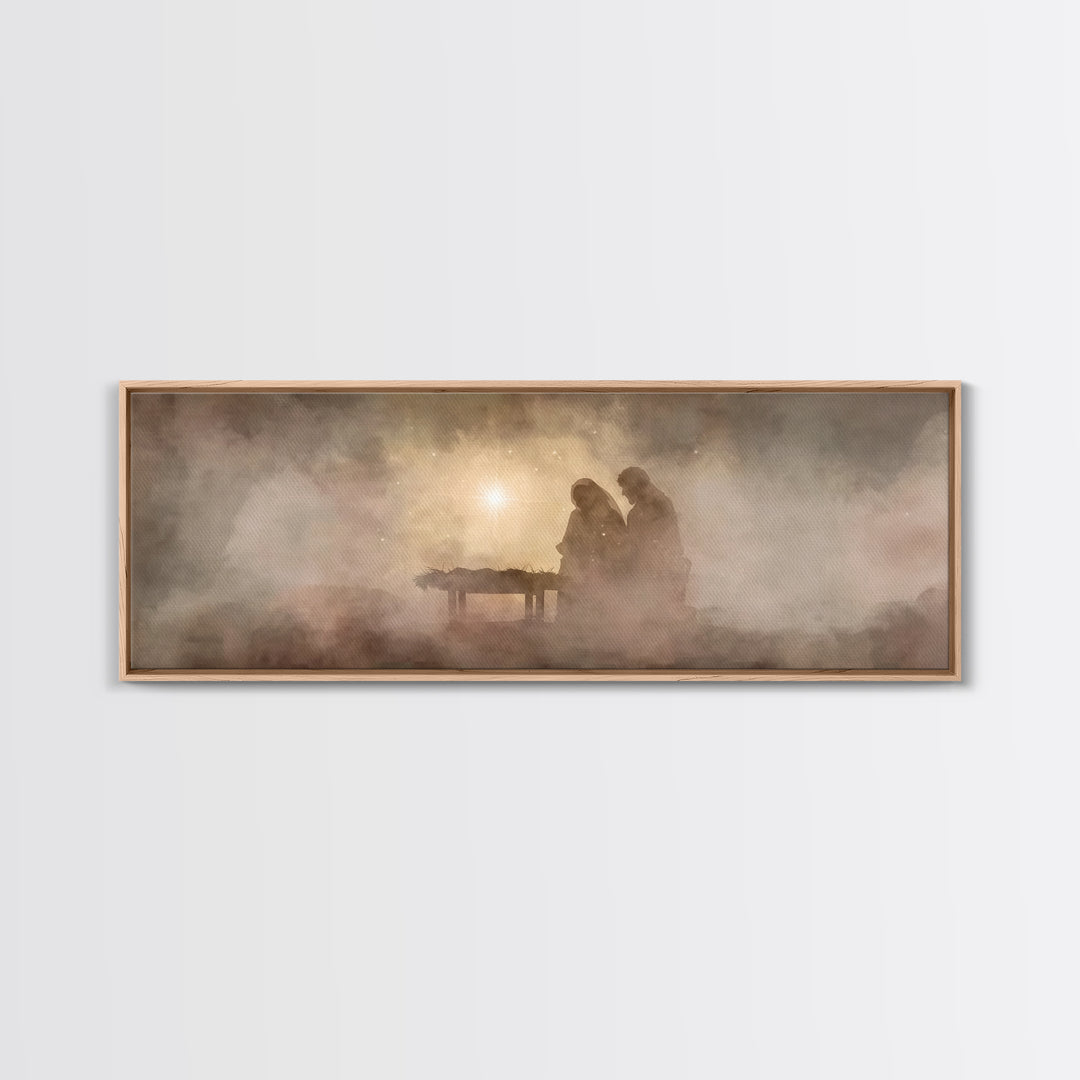 Holy Night Wonder | Framed Canvas Print | Panoramic Wall Art | Christian Wall Art | Christian Art Canvas | Christmas Art | Christian Christ