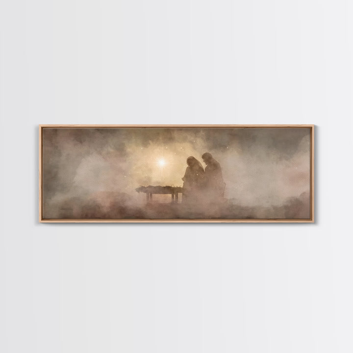 Holy Night Wonder | Framed Canvas Print | Panoramic Wall Art | Christian Wall Art | Christian Art Canvas | Christmas Art | Christian Christ