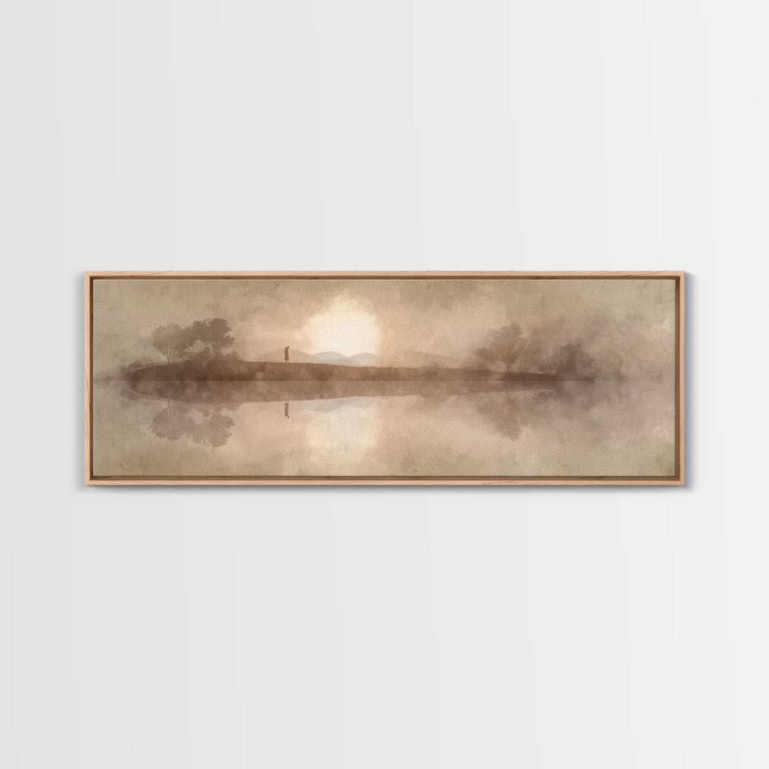 Sunset Ascension | Framed Canvas Print | Extra Wide Art | Christian Wall Art | Jesus Painting | Christian Art Canvas | Modern Christian Art