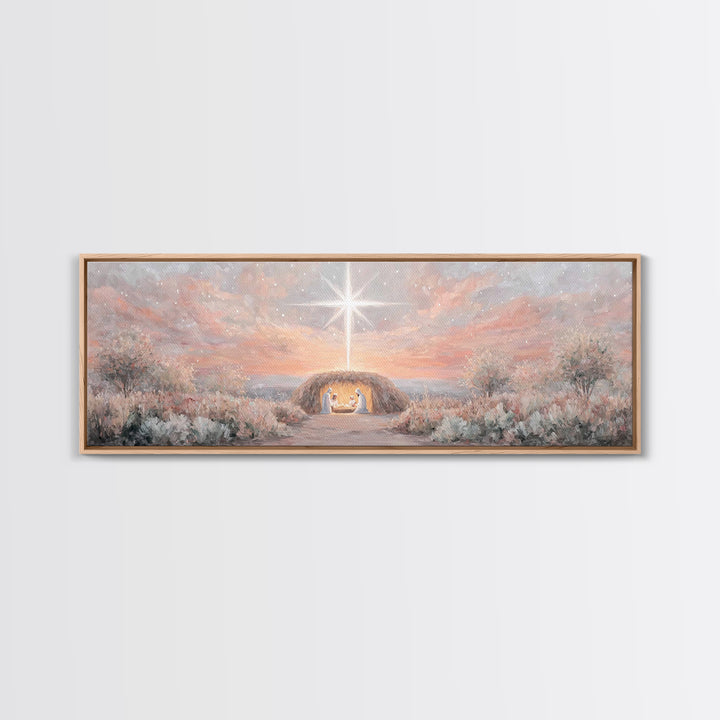 The Guiding Star – Framed Canvas Print – Christian Wall Art – Christian Christmas Art – Panoramic Art – Jesus Painting – Christian Decor