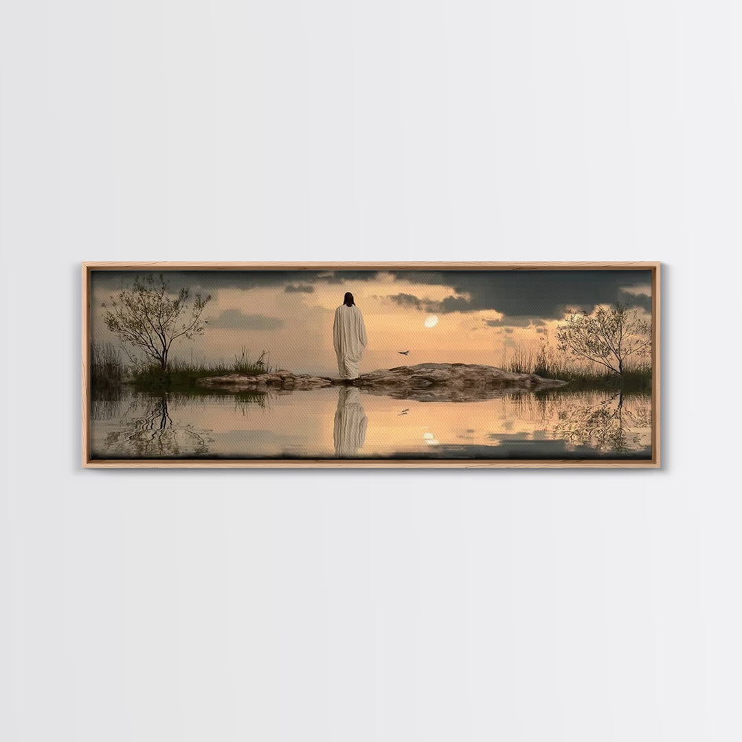 Blessed Morning Light, Framed Canvas Print, Panoramic Print, Christian Art Canvas, Jesus Painting, Subtle Christian Art, Christian Wall Art