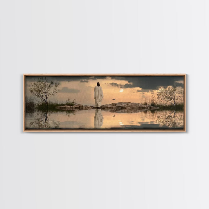 Blessed Morning Light, Framed Canvas Print, Panoramic Print, Christian Art Canvas, Jesus Painting, Subtle Christian Art, Christian Wall Art