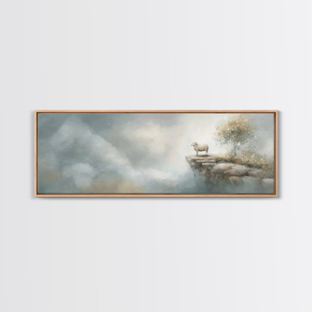 Heavenward Lamb – Framed Canvas Print – Christian Wall Art – Christian Art Canvas – Panoramic Wall Art – Christian Painting – Christian Dec