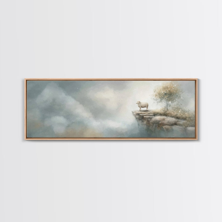 Heavenward Lamb – Framed Canvas Print – Christian Wall Art – Christian Art Canvas – Panoramic Wall Art – Christian Painting – Christian Dec