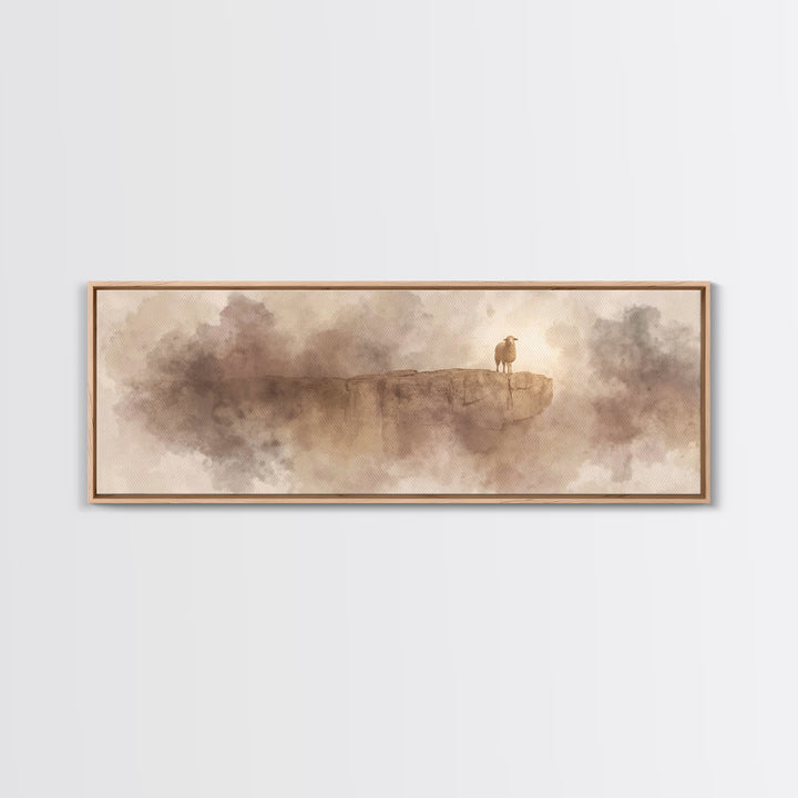 The Lost Lamb – Framed Canvas Print – Christian Wall Art – Jesus Painting – Panoramic Art – Christian Art Canvas – Christian Decor