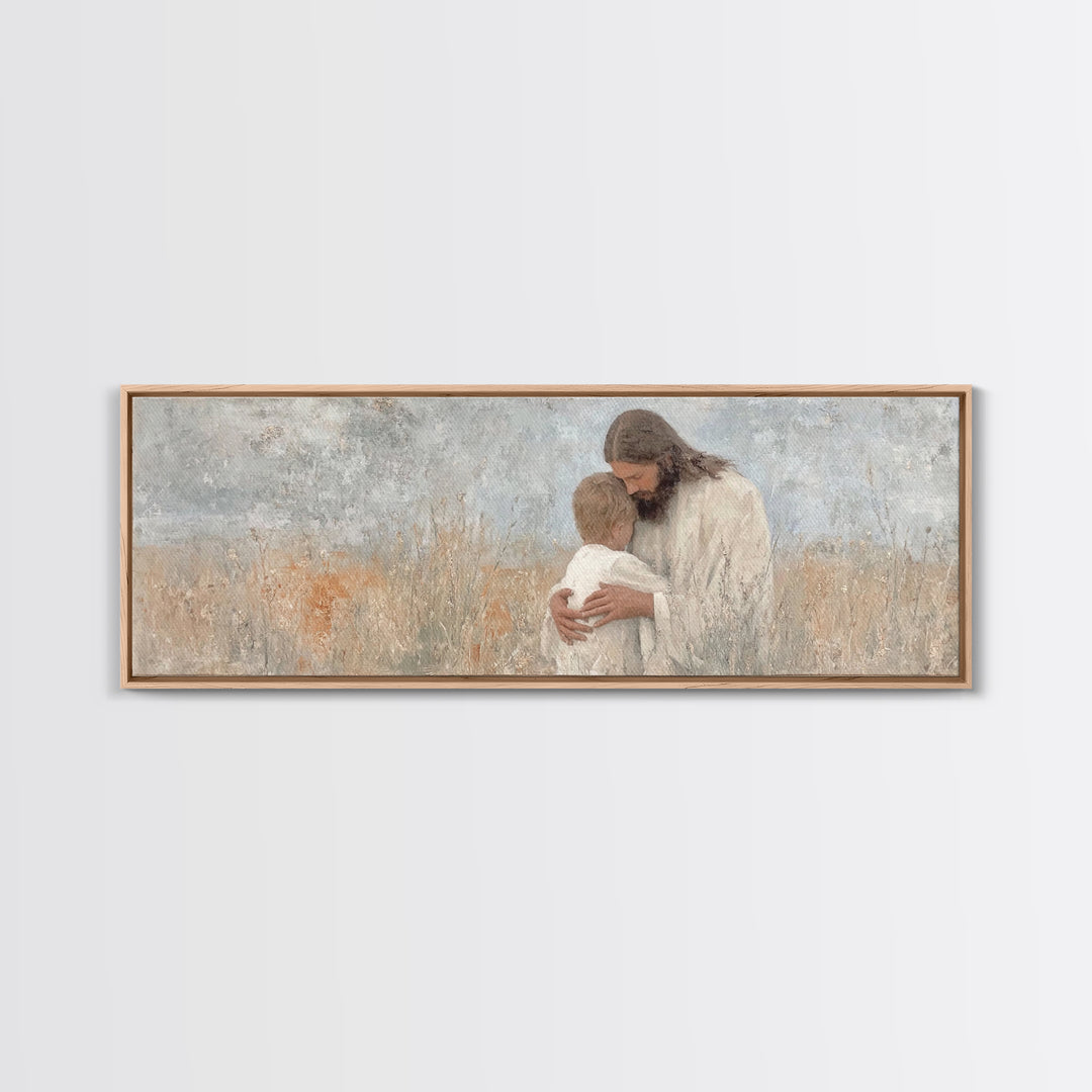 Sacred Reunion | Framed Canvas Print | Christian Wall Art | Jesus Painting | Panoramic Print | Christian Art Canvas | Christian Decor