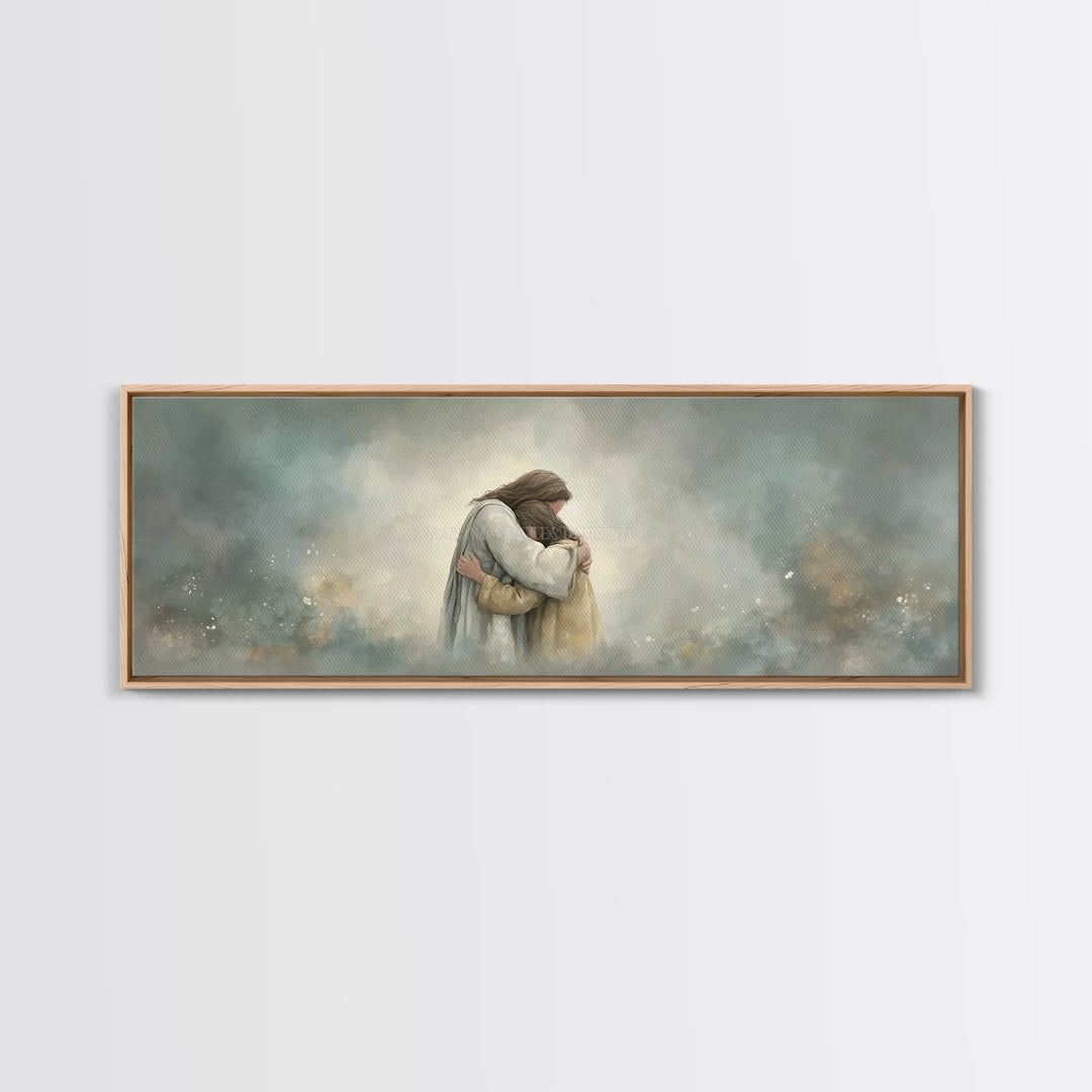 Guiding Mercy – Framed Canvas Print – Christian Wall Art – Jesus Painting – Panoramic Art – Christian Art Canvas – Christian Gift