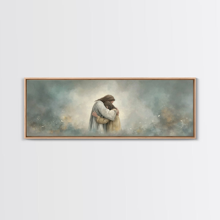 Guiding Mercy – Framed Canvas Print – Christian Wall Art – Jesus Painting – Panoramic Art – Christian Art Canvas – Christian Gift