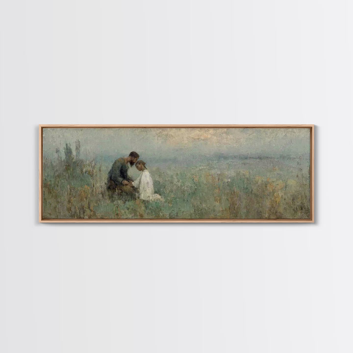 Evening Comfort, Framed Canvas Print, Christian Wall Art, Jesus Painting, Panoramic Frame, Christian Art Canvas, Christian Decor