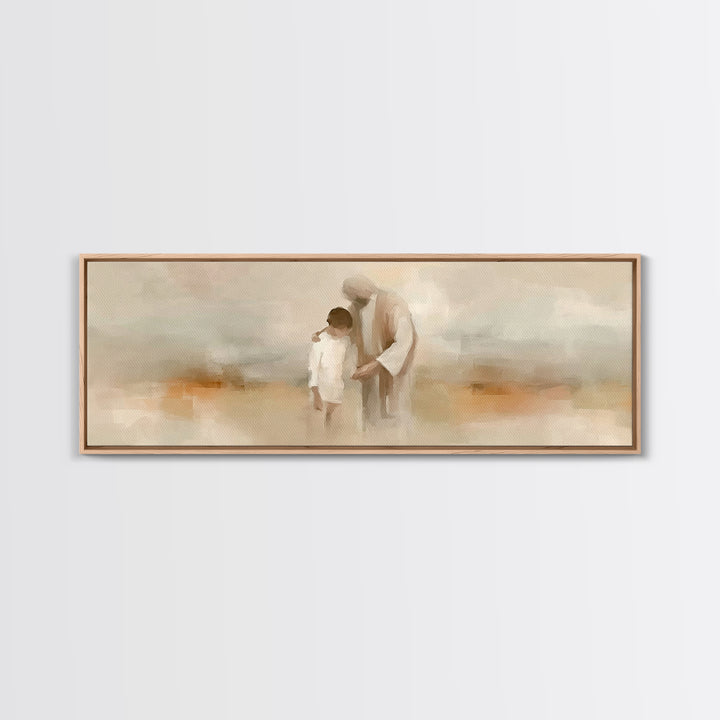 Quiet Devotion | Framed Canvas Print | Christian Art Canvas | Jesus Painting | Panoramic Wall Art | Christian Wall Art | Christian Gift