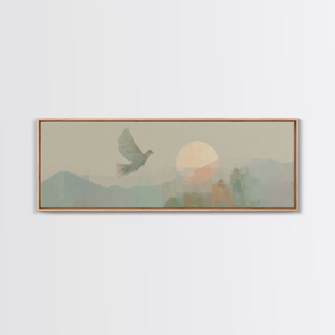 Solitude In Faith - Framed Canvas Print - Panoramic Art - Christian Art Canvas - Jesus Painting - Christian Wall Art - Modern Christian Pai