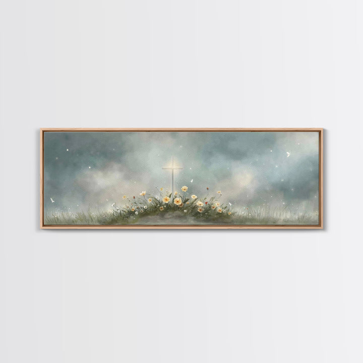 Cross Of Peace – Framed Canvas Print – Christian Wall Art – Christian Art Canvas – Panoramic Wall Art – Christian Decor – Christian Gift