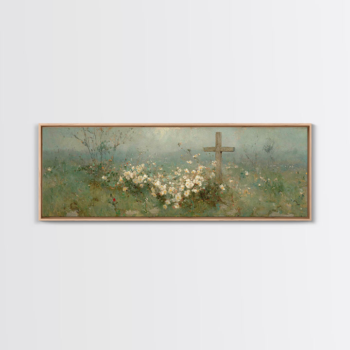 Garden Of Promise, Framed Canvas Print, Christian Wall Art, Christian Art Canvas, Panoramic Painting, Christian Art, Christian Gift