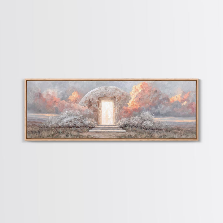 Risen Dawn Light – Framed Canvas Print – Christian Wall Art – Christian Art Canvas – Jesus Painting – Panoramic Art – Christian Christmas A