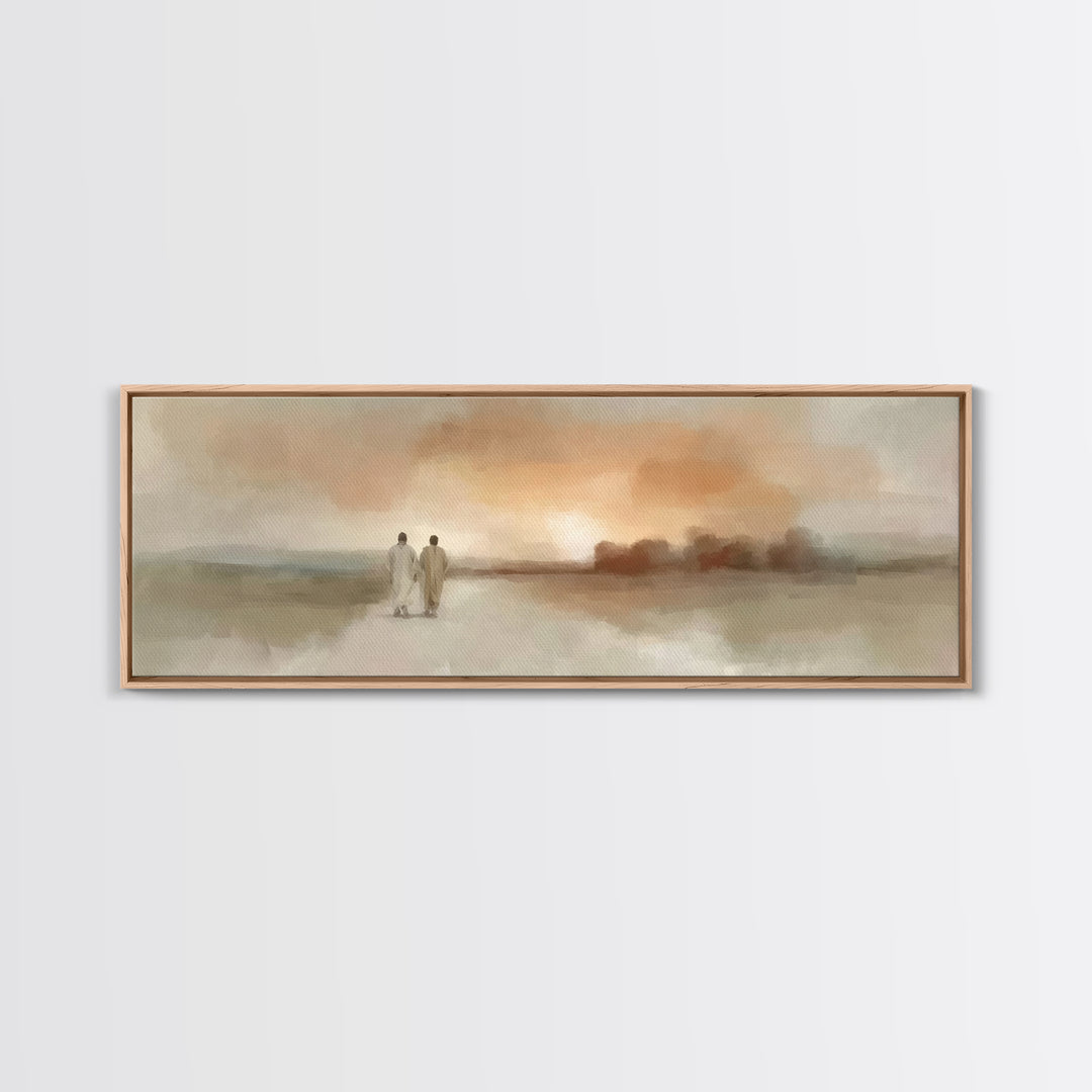 Emmaus Road Peace, Framed Canvas Print, Christian Wall Art, Christian Art Canvas, Jesus Painting, Extra Wide Art, Christian Gift Ideas